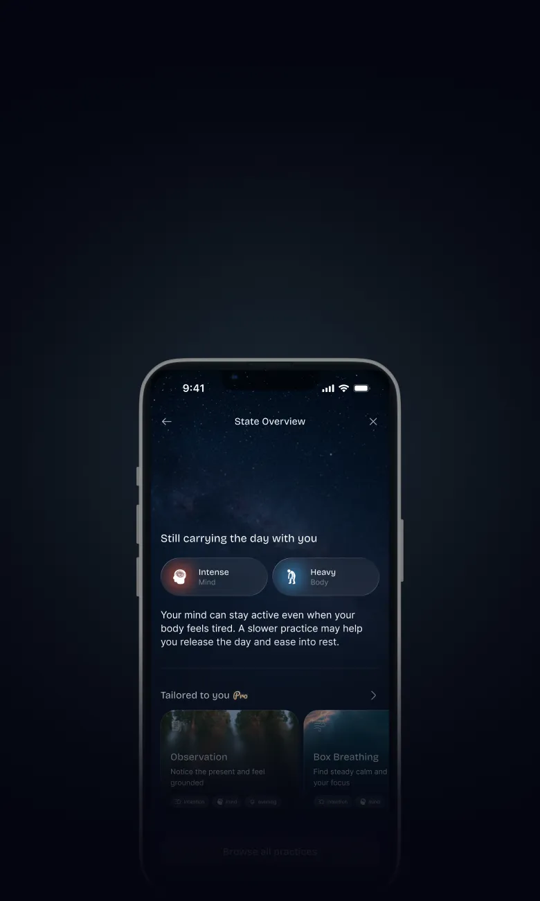 State Check-in screen in the Buba app